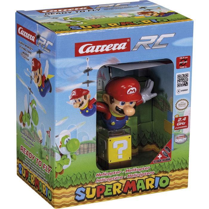 Carrera Mario Volador 2 Canales 19,5 cm - Dron RC 2,4 GHz con Figura Mario 10 cm, Licencia Super Mario