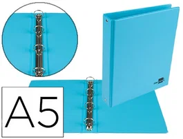 Liderpapel Carpeta de 4 anillas 25 mm A5 Azul celeste