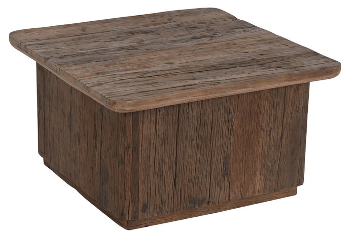 DKD Home Decor Mesa de Centro de Madera Reciclada Marrón 70x70x39 cm