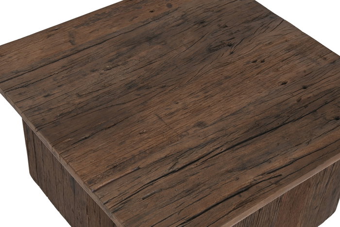 DKD Home Decor Mesa de Centro de Madera Reciclada Marrón 70x70x39 cm