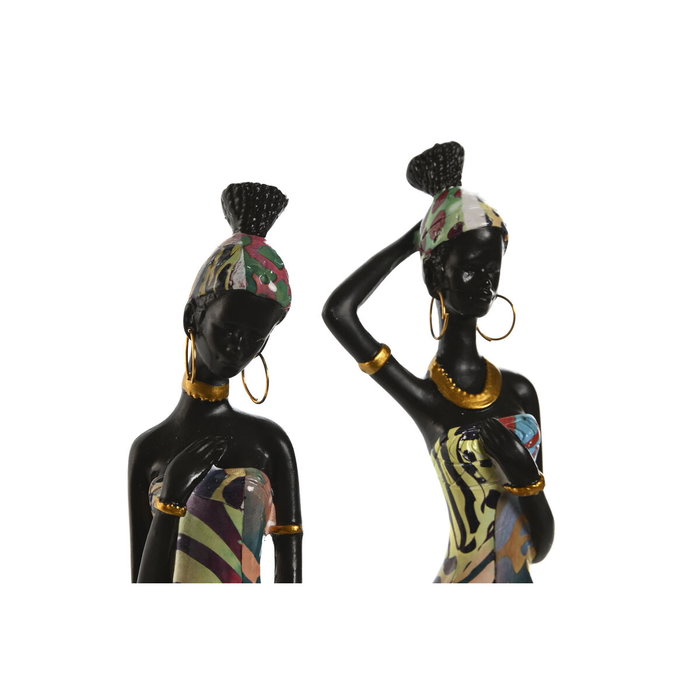 DKD Home Decor Figura Cerámica Africana Multicolor Pack de 2