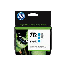 HP Tinta 712 Cyan Pack de 3 Cartuchos (3ED77A) - HP 712 3-Pack