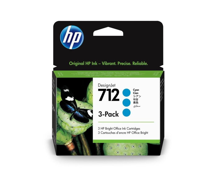 HP 712 Cian Pack de 3 (3ED77A)