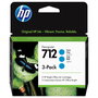 HP 712 Cian Pack de 3 (3ED77A)