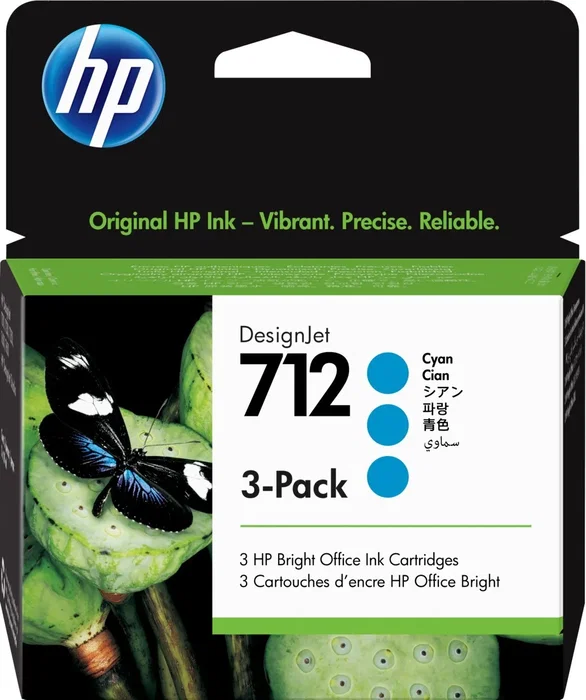 HP 712 Cian Pack de 3 (3ED77A)