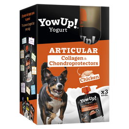 Yow Up! Yogur Articular para Perro con Condroprotectores, Colágeno y Cúrcuma - 0% Grasa, Sin Lactosa, Pack 3 x 115gr