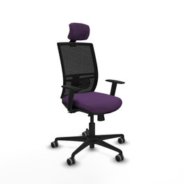 PIQUERAS Y CRESPO Silla de oficina Yunquera con mecanismo Sincro/Traslack, Morado y Negro