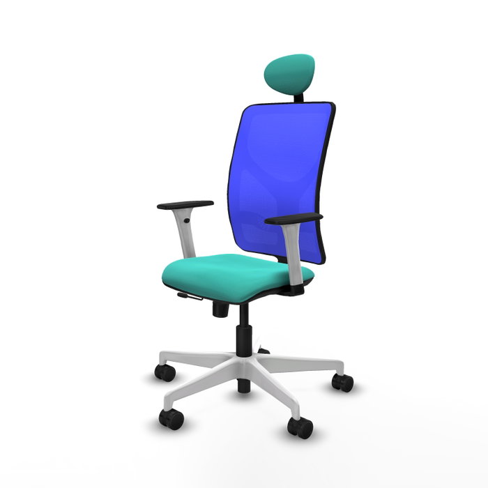 PIQUERAS Y CRESPO Silla de oficina Motilla con mecanismo Sincro/Traslack, Turquesa y Azul