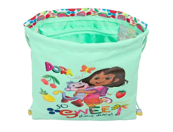 Bolsa Mochila con Cuerdas Dora Turquesa 26 x 34 x 1 cm
