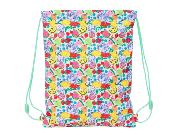 Bolsa Mochila con Cuerdas Dora Turquesa 26 x 34 x 1 cm