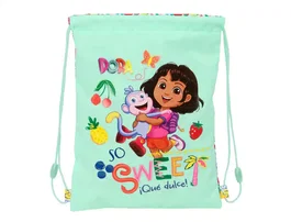 Bolsa Mochila con Cuerdas Dora Turquesa 26 x 34 x 1 cm