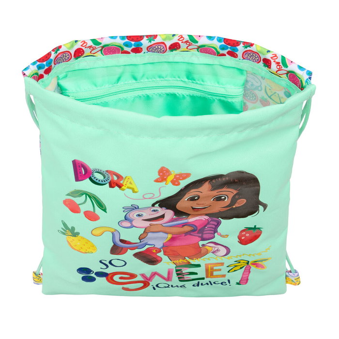 Bolsa Mochila con Cuerdas Dora Turquesa 26 x 34 x 1 cm