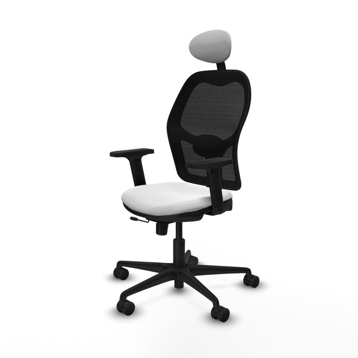 PIQUERAS Y CRESPO Silla de oficina Jorquera con mecanismo Sincro/Traslack, Tela Blanca y Malla Negra