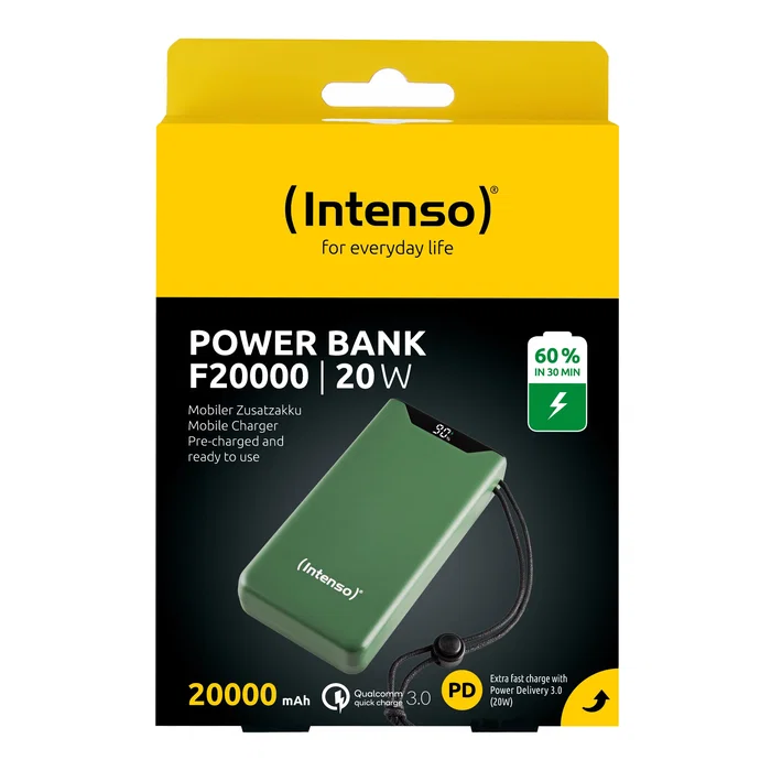 Intenso Batería Externa Power Bank 20000 mAh Verde 7332057 con Carga Rápida PD 3.0 y QC 3.0, 20W, Pantalla LCD, USB-C Intenso Batería Externa Power Bank 20000 mAh Verde 7332057 con Carga Rápida PD 3.0 y QC 3.0, 20W, Pantalla LCD, USB-C
