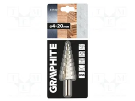 GRAPHITE Set de brocas de acero rápido HSS graduadas y multiescalonadas de 4-20mm