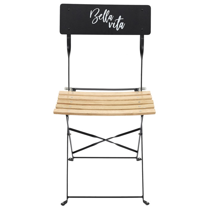 Home Deco Factory Silla Plegable Negra Bella vita Acero y Pino