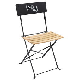 Home Deco Factory Silla Plegable Negra Bella vita Acero y Pino