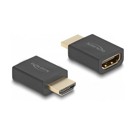 DeLOCK Adaptador HDMI Macho a Hembra de Alta Velocidad con Ethernet, 8K a 60 Hz, 0 m, Chapado en Oro, Negro