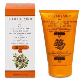 L'Erbolario Crema Aceleradora de Bronceado Solar SPF 15 para el Cuerpo con Aceite de Jojoba, 125 ml