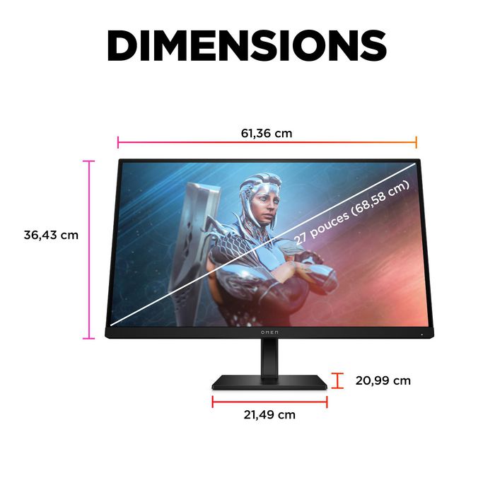 HP Omen 27" Monitor Gaming FHD 165Hz 1ms FreeSync Premium, Pantalla 27 Pulgadas para Juegos, 99% sRGB, OMEN 27 HP Omen 27" Monitor Gaming FHD 165Hz 1ms FreeSync Premium, Pantalla 27 Pulgadas para Juegos, 99% sRGB, OMEN 27