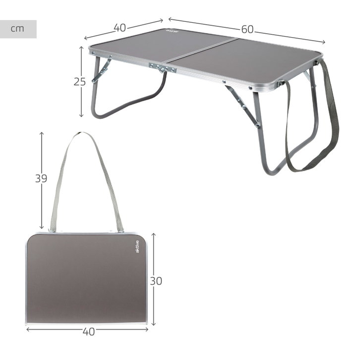 Aktive Mesa plegable de camping antracita con asas de transporte Aktive Mesa plegable de camping antracita con asas de transporte