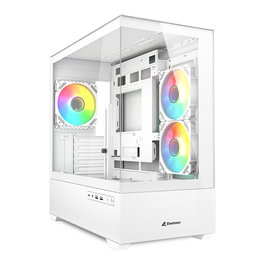 Sharkoon MK6 RGB Torre Media Gaming ATX Micro Mini-ITX con Ventana de Cristal Templado, Iluminación RGB, 3 Ventiladores 120mm, Color Negro, Blanco - Referencia MK6 RGB Micro-ATX