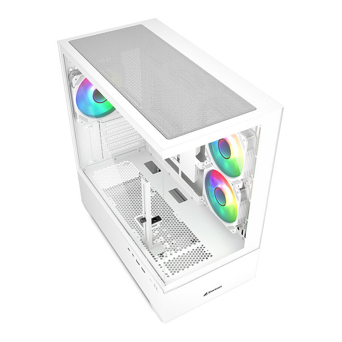 Sharkoon MK6 RGB Torre Media Gaming ATX Micro Mini-ITX con Ventana de Cristal Templado, Iluminación RGB, 3 Ventiladores 120mm, Color Negro, Blanco - Referencia MK6 RGB Micro-ATX