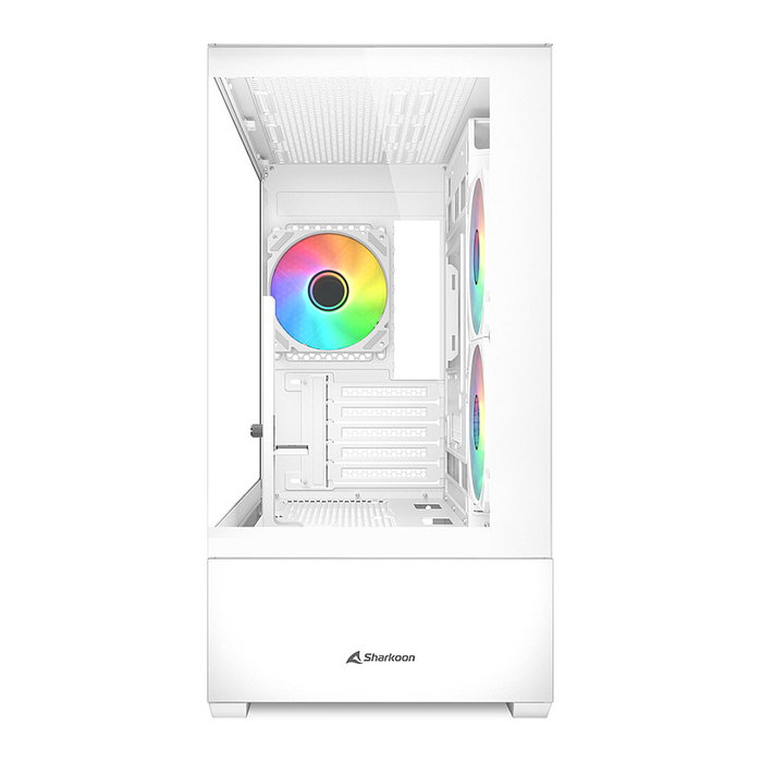 Sharkoon MK6 RGB Torre Media Gaming ATX Micro Mini-ITX con Ventana de Cristal Templado, Iluminación RGB, 3 Ventiladores 120mm, Color Negro, Blanco - Referencia MK6 RGB Micro-ATX