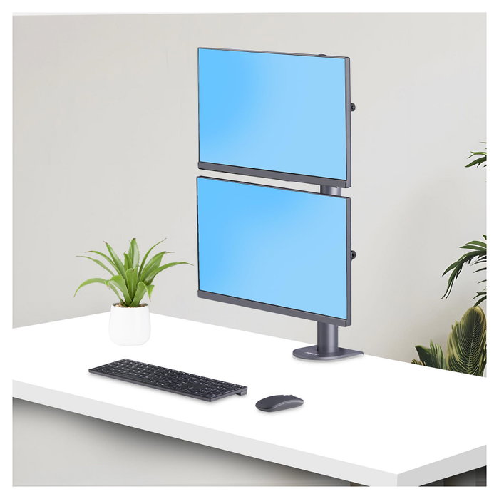 StarTech.com Soporte de Monitores Apilados Verticalmente para 2 Pantallas 49 Pulgadas Carga 16 kg por Monitor VESA 100x100 mm Montaje en C Negro
