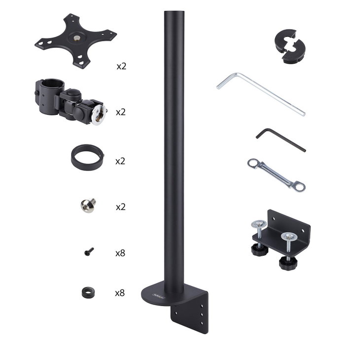 StarTech.com Soporte de Monitores Apilados Verticalmente para 2 Pantallas 49 Pulgadas Carga 16 kg por Monitor VESA 100x100 mm Montaje en C Negro