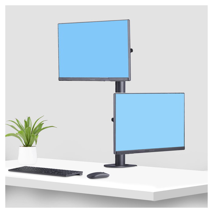 StarTech.com Soporte de Monitores Apilados Verticalmente para 2 Pantallas 49 Pulgadas Carga 16 kg por Monitor VESA 100x100 mm Montaje en C Negro