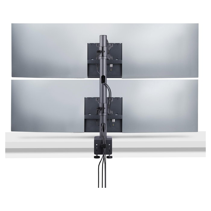 StarTech.com Soporte de Monitores Apilados Verticalmente para 2 Pantallas 49 Pulgadas Carga 16 kg por Monitor VESA 100x100 mm Montaje en C Negro