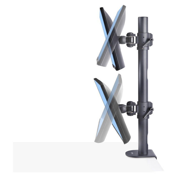 StarTech.com Soporte de Monitores Apilados Verticalmente para 2 Pantallas 49 Pulgadas Carga 16 kg por Monitor VESA 100x100 mm Montaje en C Negro