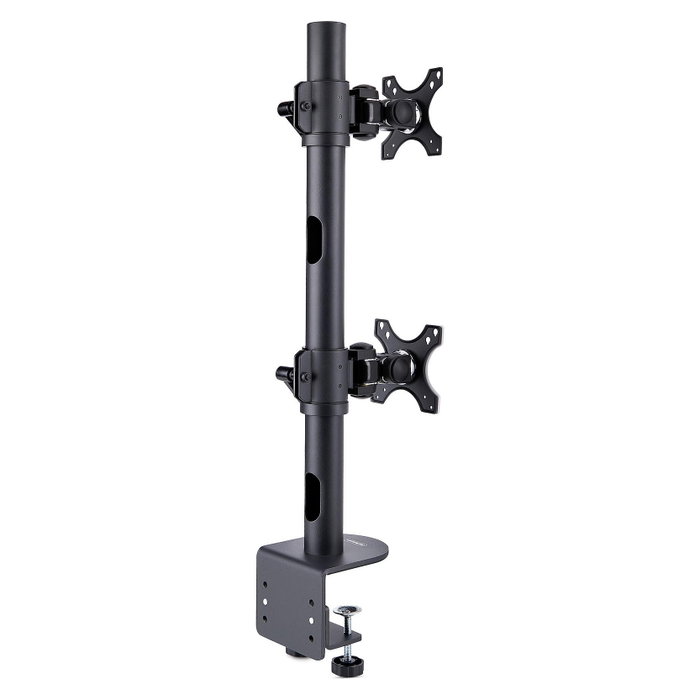 StarTech.com Soporte de Monitores Apilados Verticalmente para 2 Pantallas 49 Pulgadas Carga 16 kg por Monitor VESA 100x100 mm Montaje en C Negro