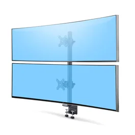 StarTech.com Soporte de Sobremesa para Dos Monitores Apilados Verticalmente 49 pulgadas 16:9 o 32:9 - Capacidad 32kg - Mordaza en C - VESA 100x100mm