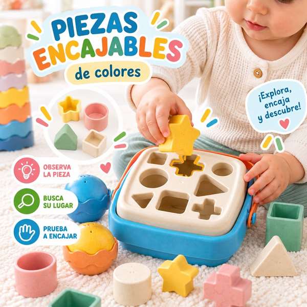 Jugatoys - misprimerosjuguetes Torres apilables y encajables infantiles 33x11x23cm