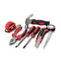 WORKPRO Juego de Herramientas 8 Piezas: Cutter 18mm, Destornilladores Plano y Phillips, Alicate, Martillo, Cinta Métrica 3m, Cinta Aislante, Comprobador de Corriente