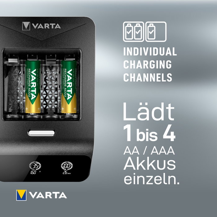 Varta LCD Ultra Fast Charger+ con 4 baterías AA 2100 mAh Varta LCD Ultra Fast Charger+ con 4 baterías AA 2100 mAh