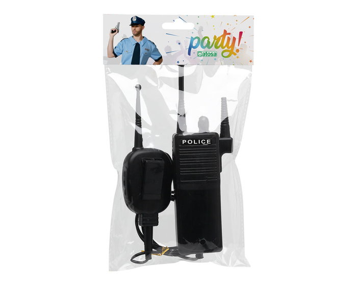 Walkie Talkie de Juguete Negro para Disfraz Policial con Conexión por Cable