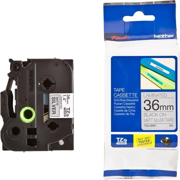 Brother TZe-M961 Cinta laminada Plata mate / Negro 36mm Brother TZe-M961 Cinta laminada Plata mate / Negro 36mm
