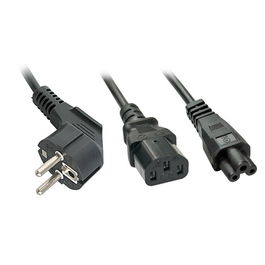 Lindy Cable Divisor de Corriente Schuko a 1x IEC C13 y 1x IEC C5, 2m, Uso Profesional y Privado, Alta Resistencia Térmica -10 a 70°C