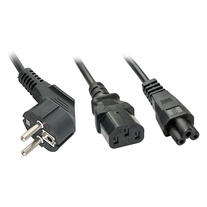 LINDY Cable de alimentación de 2m con Schuko a C13 y C5, Negro LINDY Cable de alimentación de 2m con Schuko a C13 y C5, Negro