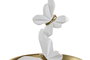 DKD Home Decor Bandeja Vaciabolsillos Resina Dorado y Blanco 14,5x14,5x14 cm
