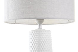 DKD Home Decor Lámpara Urban Blanco 30x30x62 cm con Pantalla de Poliéster y Casquillo E27 (2 Unidades)