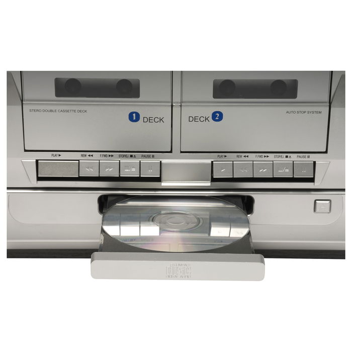 Denver MRD-166 Reproductor de CD Portátil con Radio DAB+ FM, Altavoces, MP3, USB, Cassette y Mando a Distancia - 6.9 kg, Negro y Gris