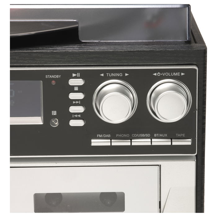 Denver MRD-166 Reproductor de CD Portátil con Radio DAB+ FM, Altavoces, MP3, USB, Cassette y Mando a Distancia - 6.9 kg, Negro y Gris