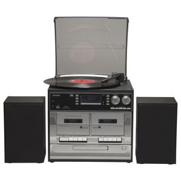 Denver MRD-166 Reproductor de CD Portátil con Radio DAB+ FM, Altavoces, MP3, USB, Cassette y Mando a Distancia - 6.9 kg, Negro y Gris