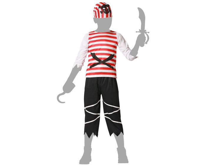 Disfraz Pirata Niño Infantil Rayas Rojo