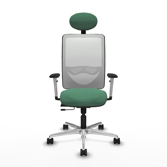PIQUERAS Y CRESPO Silla de oficina Zulema con mecanismo Sincro/Traslack, Verde esmeralda y Blanco