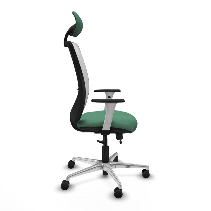 PIQUERAS Y CRESPO Silla de oficina Zulema con mecanismo Sincro/Traslack, Verde esmeralda y Blanco